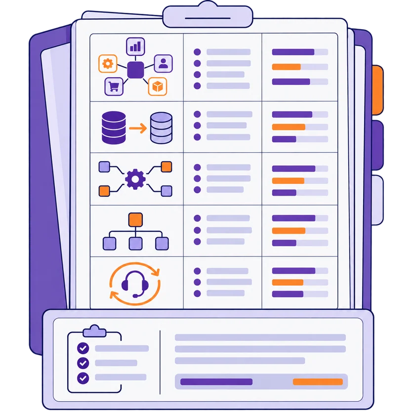 ERP implementation scope factors organized in a pricing assessment dossier.